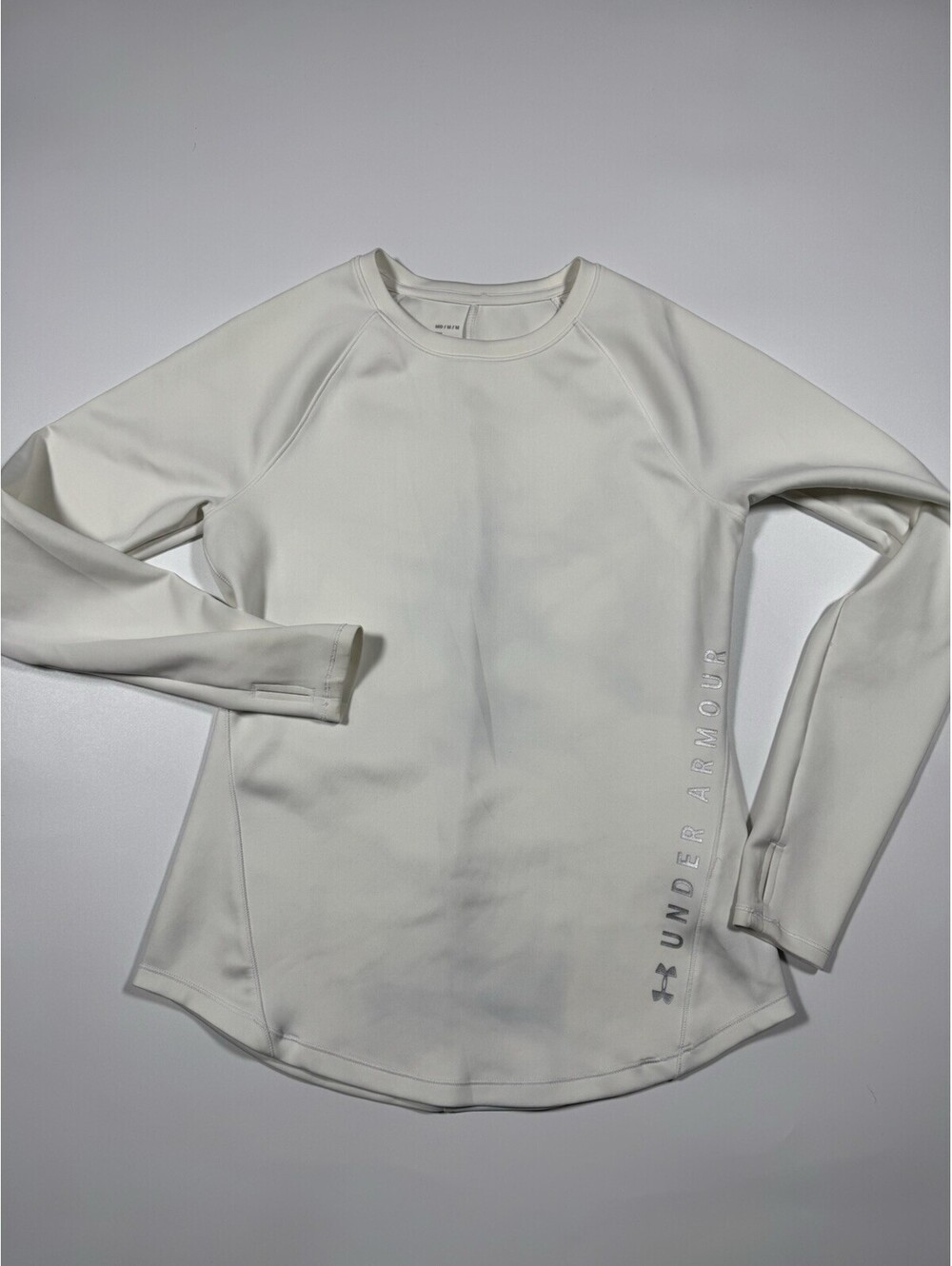 Under Armour ColdGear Womens Medium Fitted Long Sleeve Cream Thumbholes